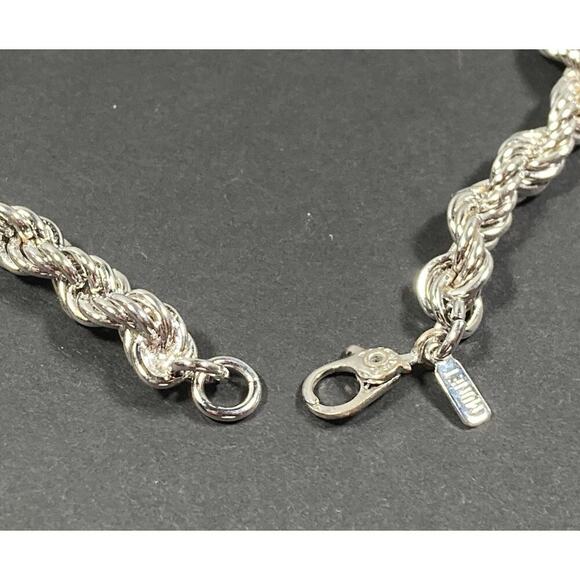 Vintage Monet Thick Rope Chain Necklace in Silver Tone 30” Inch Length Signed - Picture 8 of 8